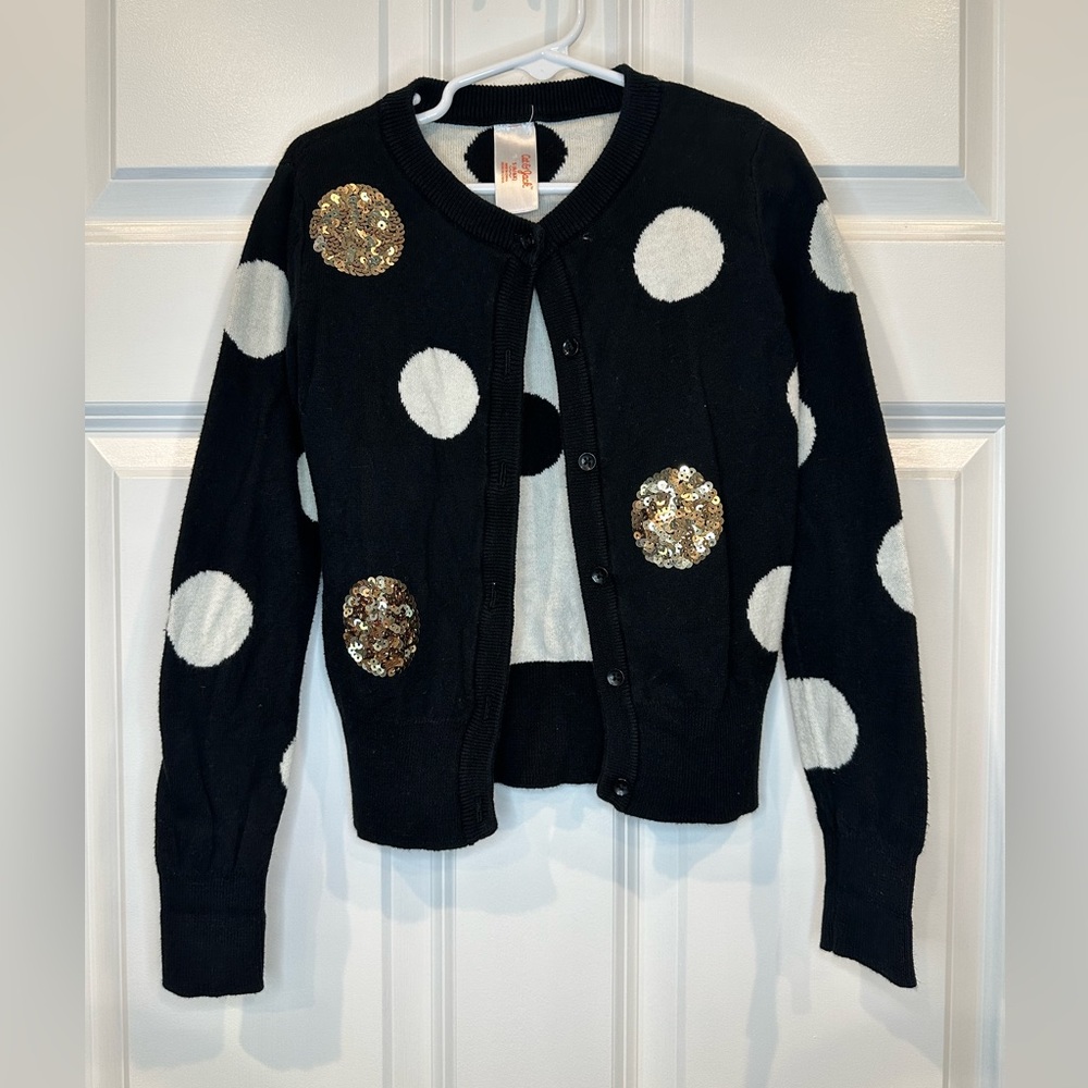 C&J Girls Sequin Cardigan Sweater Size 6/6X